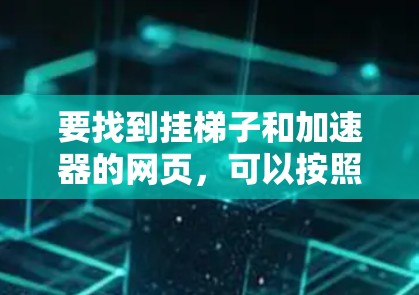 要找到挂梯子和加速器的网页，可以按照以下步骤进行